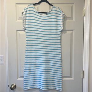 Lou & Grey Blue and White Striped Midi Dress